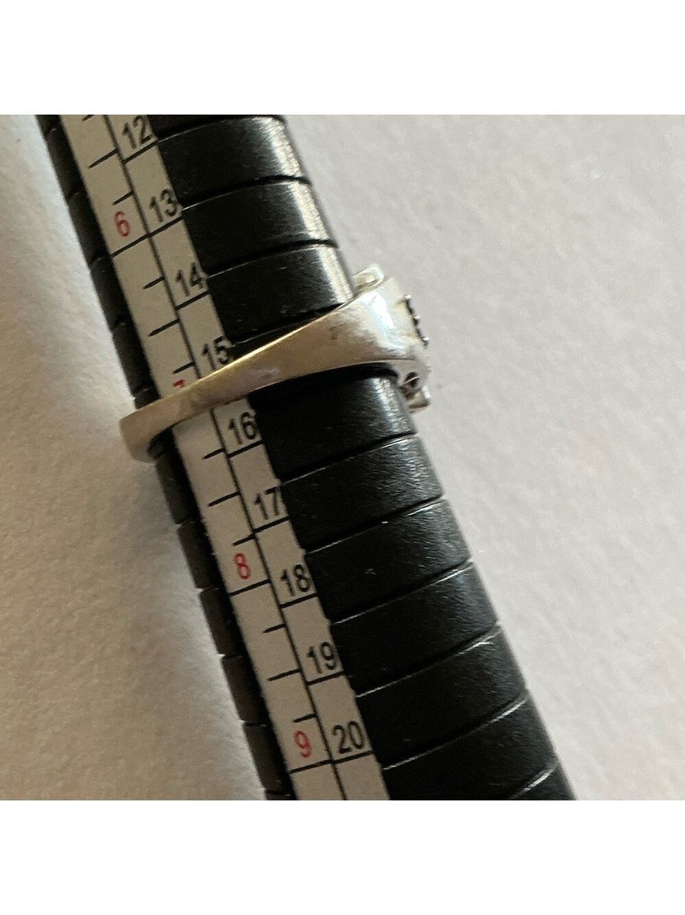 Elegant Black and White Crystal Ring with Sterling Pave Band - Picture 3 of 4